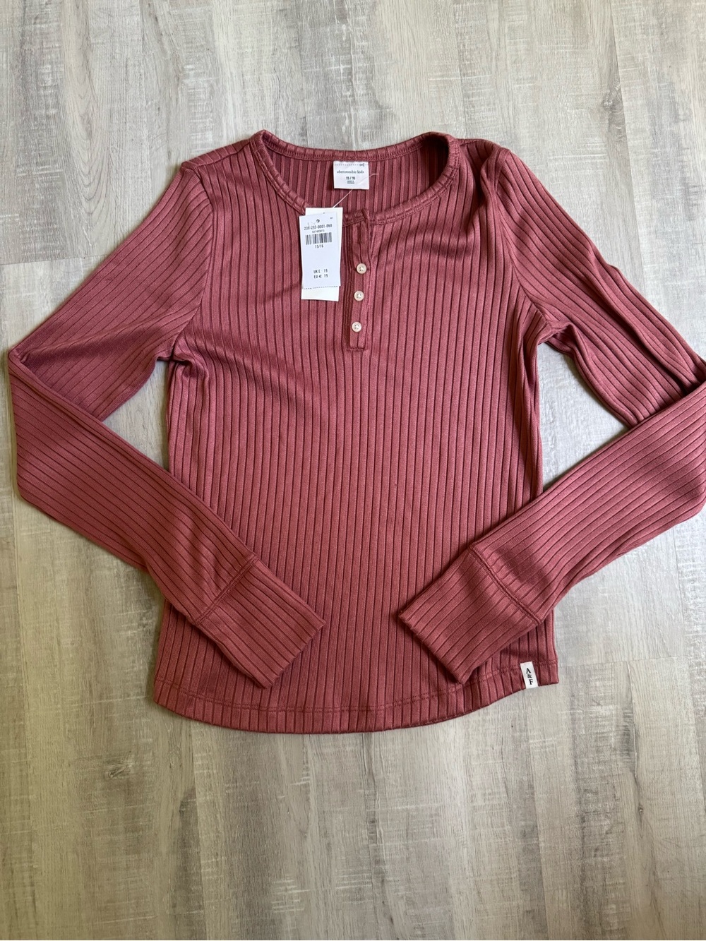 abercrombie kids Ribbed Henley Long-Sleeve Top - Mauve